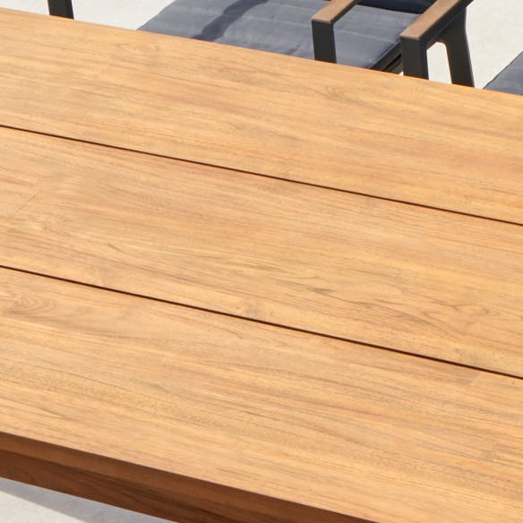 Ensemble Table de jardin NEVADA en teck/aluminium anthracite L240 et 6 chaises SOHO anthracite