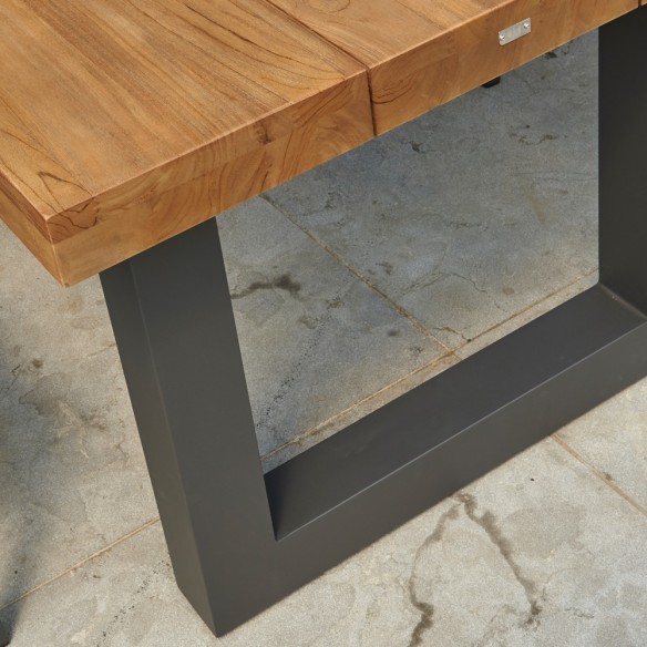 Ensemble Table de jardin NEVADA en teck/aluminium anthracite L240 et 6 chaises SOHO anthracite