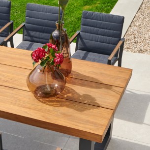 Outdoor Dining Set NEVADA table in Teak/Anthracite Aluminum W240 and 6 SOHO Anthracite Chairs 2