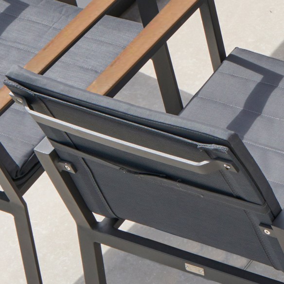 Outdoor Dining Set NEVADA table in Teak/Anthracite Aluminum W240 and 6 SOHO Anthracite Chairs