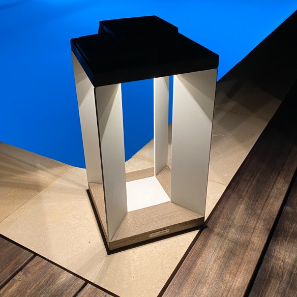 DURATEK Solar Lantern H45cm White Aluminium Rechargeable LED