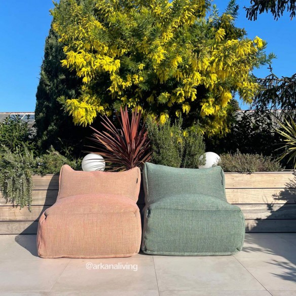 Duo de fauteuils de jardin DOTTY terracotta turquoise taille M