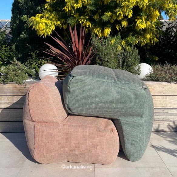 Duo de fauteuils de jardin DOTTY terracotta turquoise taille M