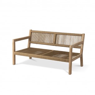 Canapé de jardin MALO 2 places en teck recyclé gris naturel 2