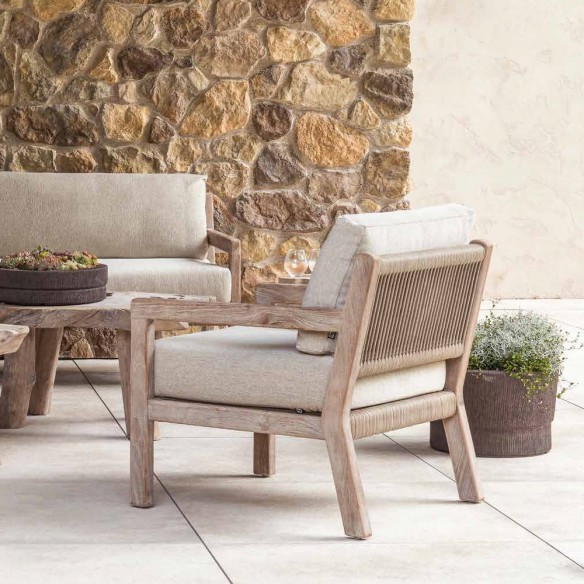 Fauteuil de jardin MALO en teck recyclé gris naturel