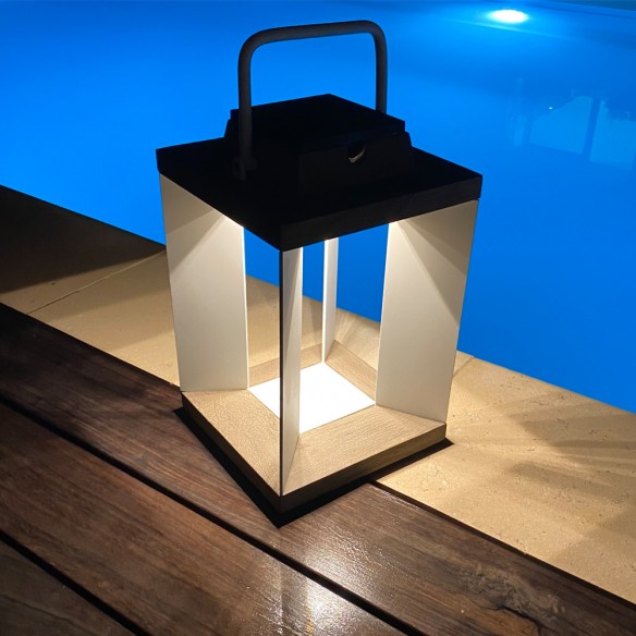 Les Jardins DURATEK Solar Lantern H36cm White Aluminium Rechargeable LED Adjustable Brightness