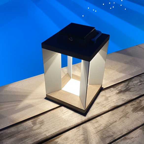 Lanterne solaire DURATEK ALU blanc H36cm LED rechargeable Intensité réglable