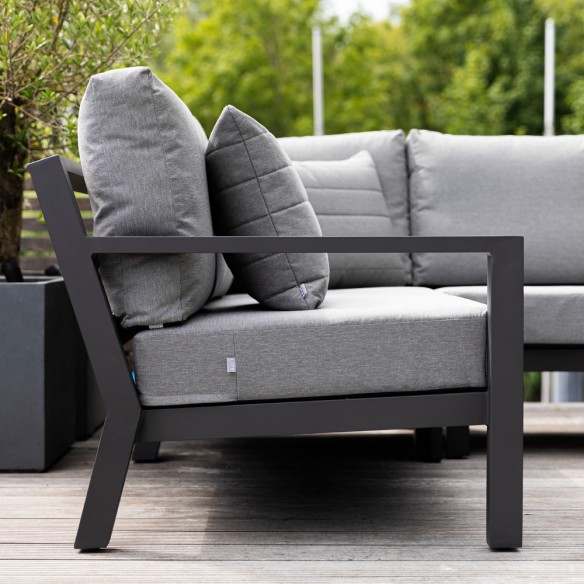 MISTGREY GRAPHITE Lounge Set 6 Seater Aluminium Grey with Concrete Look Ceramic Coffee Table