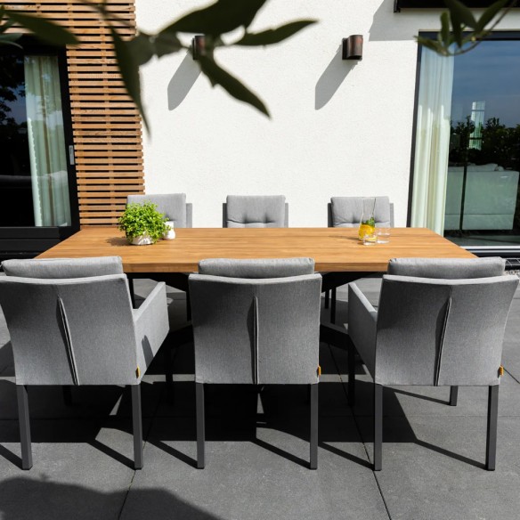 Ensemble Table de jardin TIMOR en teck/aluminium anthracite L230 et 6 chaises CARIBBEAN MISTGREY