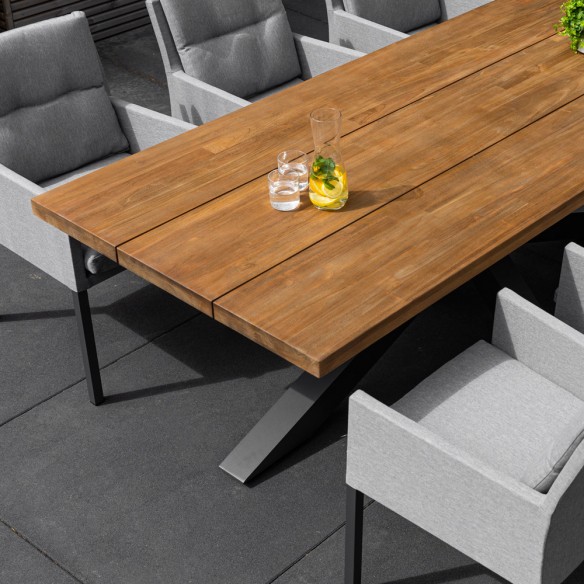 Ensemble Table de jardin TIMOR en teck/aluminium anthracite L230 et 6 chaises CARIBBEAN MISTGREY