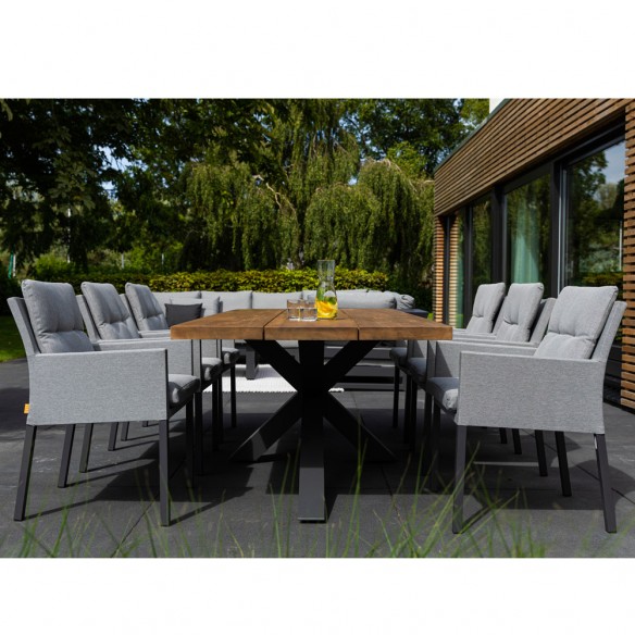 Ensemble Table de jardin TIMOR en teck/aluminium anthracite L230 et 6 chaises CARIBBEAN MISTGREY