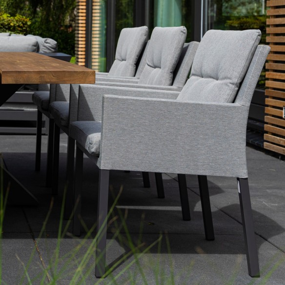 Ensemble Table de jardin TIMOR en teck/aluminium anthracite L230 et 6 chaises CARIBBEAN MISTGREY