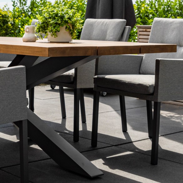 Ensemble Table de jardin TIMOR en teck/aluminium anthracite L230 et 6 chaises CARIBBEAN MISTGREY