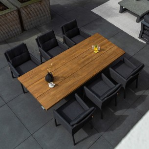 Outdoor Dining Set TIMOR table in teak/anthracite aluminum W230 and 6  CARIBBEAN GRAPHITE chairs