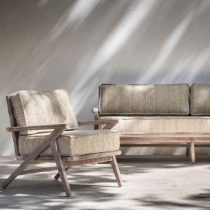 Salon de jardin AUSTIN en teck recyclé gris naturel 2