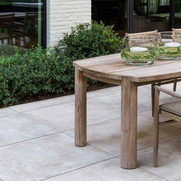 Table de jardin MILA en teck recyclé gris naturel L250