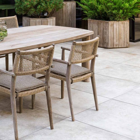 Table de jardin MILA en teck recyclé gris naturel L250