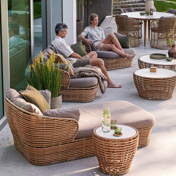 Bain de soleil BASKET Naturel coussins taupe