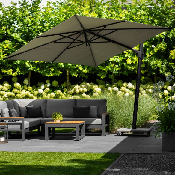 Parasol déporté JASMIN 3x3m en aluminium gris