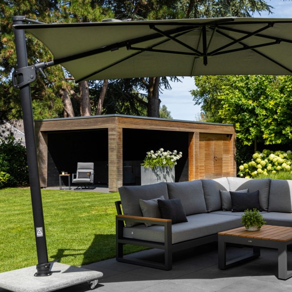 Parasol déporté JASMIN 3x3m en aluminium gris