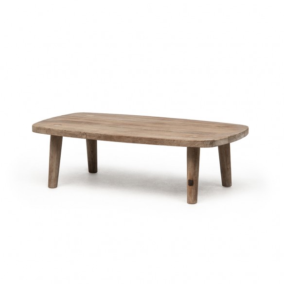 Table basse de jardin CARLA rectangulaire en teck recyclé gris naturel L120cm