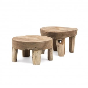 BATUCADA Coffee Tables Duo in Teak Root H35cm H28cm 2