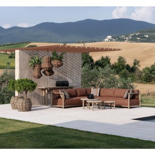 Salon de jardin MONA en teck recyclé gris naturel 2