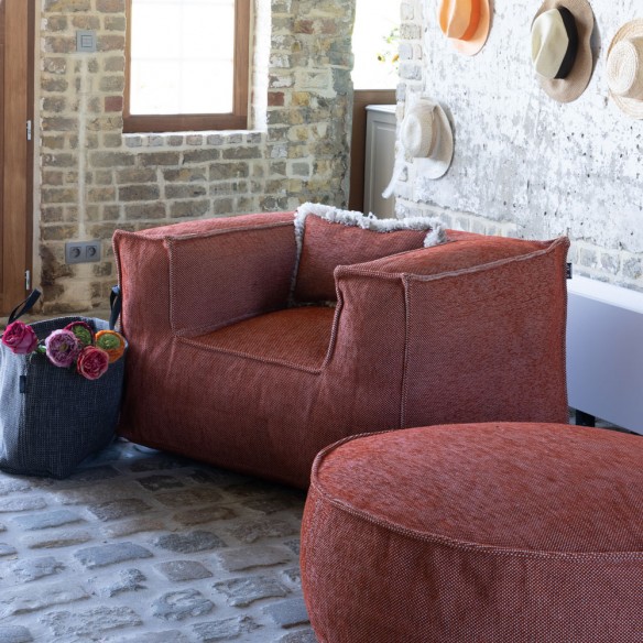 Pouf rond VELTY terracotta