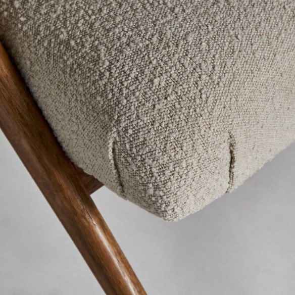 PAVIA Armchair in Pine Wood combined with Bouclé Cotton