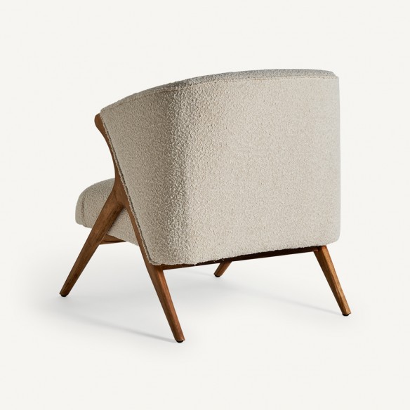 PAVIA Armchair in Pine Wood combined with Bouclé Cotton