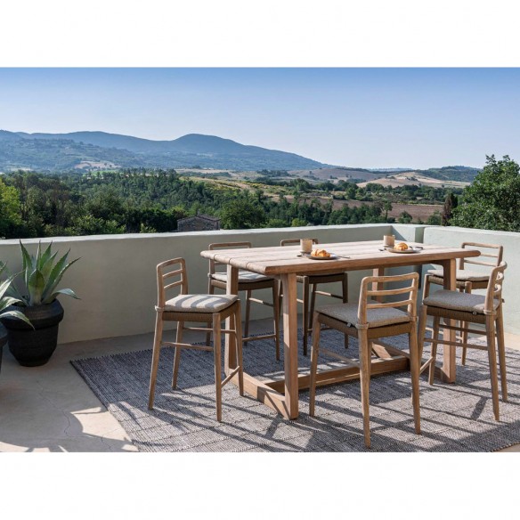 Table haute de jardin DELMON en teck recyclé gris naturel L180