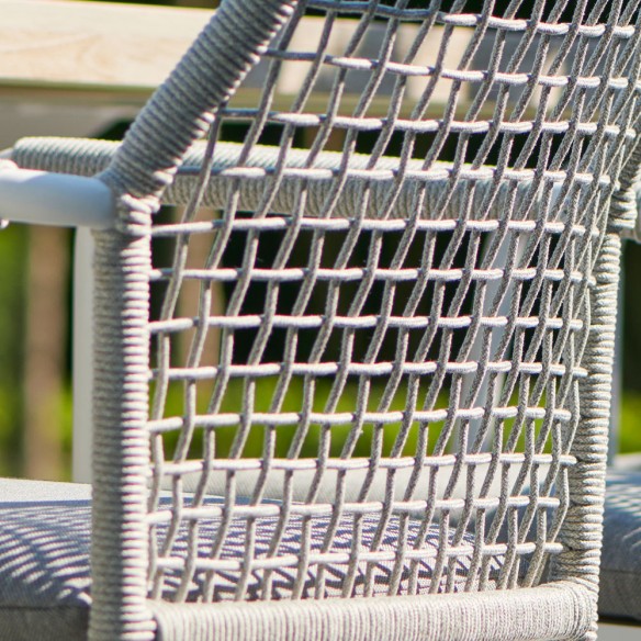 Outdoor Dining Set TIMOR table in Grey Teak/White Aluminum W280 and 8 VIENNA Grey Chairs