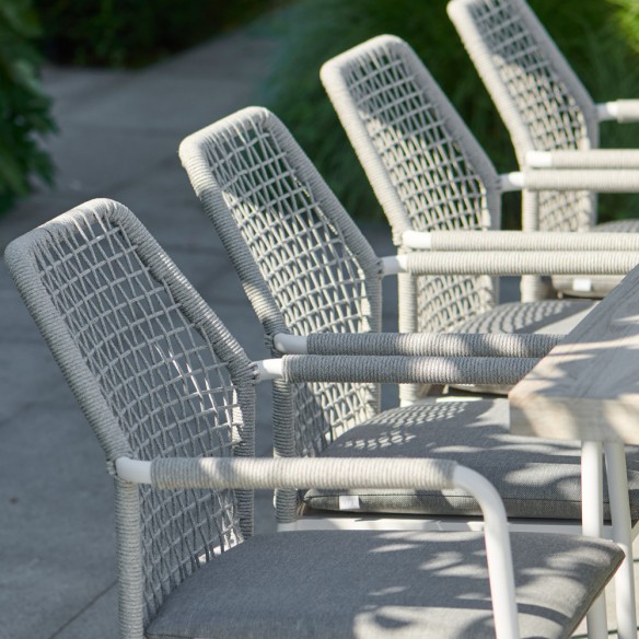 Outdoor Dining Set TIMOR table in Grey Teak/White Aluminum W280 and 8 VIENNA Grey Chairs