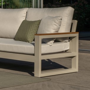 SOHO DUNE Lounge Set 5 Seater Aluminium Beige with Teak Armrests 2