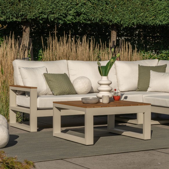 SOHO DUNE Lounge Set 5 Seater Aluminium Beige with Teak Armrests
