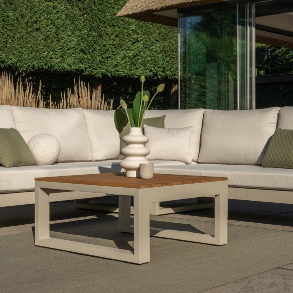 SOHO DUNE Lounge Set 5 Seater Aluminium Beige with Teak Armrests