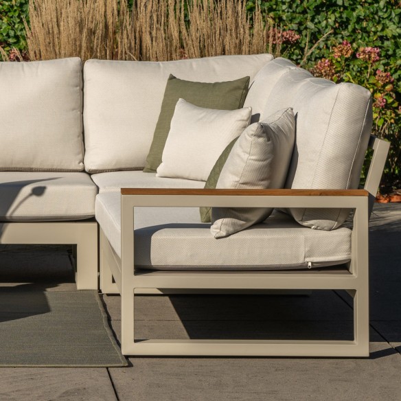 SOHO DUNE Lounge Set 5 Seater Aluminium Beige with Teak Armrests