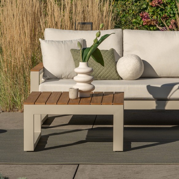 SOHO DUNE Lounge Set 5 Seater Aluminium Beige with Teak Armrests