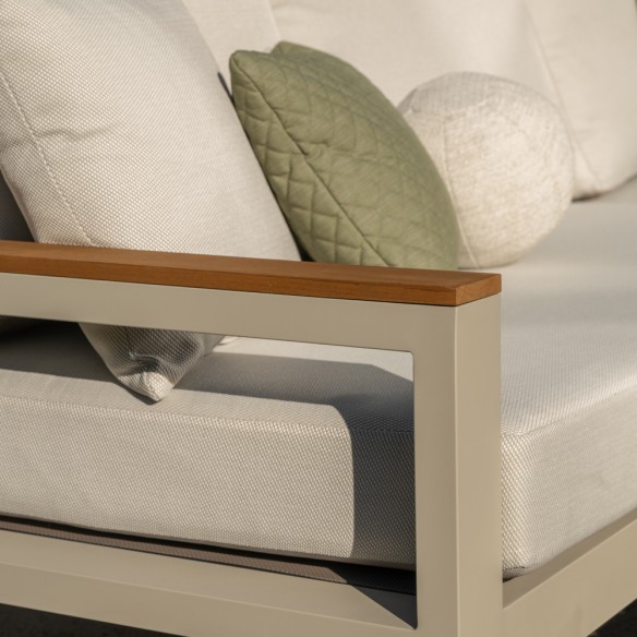 SOHO DUNE Lounge Set 5 Seater Aluminium Beige with Teak Armrests