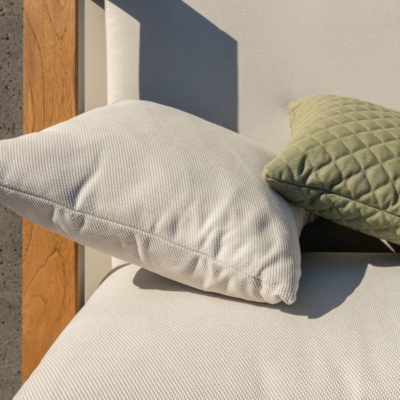 Salon de jardin SOHO DUNE 5 places beige aluminium avec accoudoirs en teck