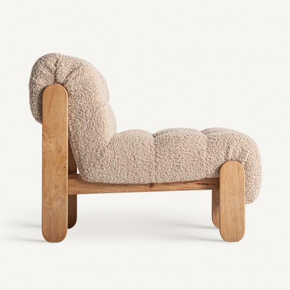 Fauteuil NUBIAN avec structure en bois de pin et coussin en mousse