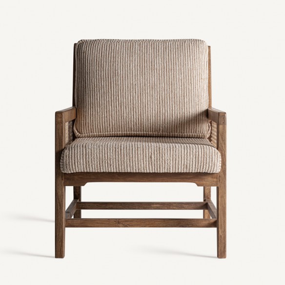 Fauteuil RAVELIA en bois de manguier combiné avec osier