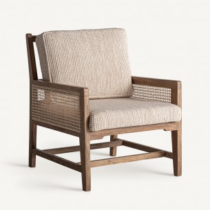 Fauteuil RAVELIA en bois de manguier combiné avec osier
