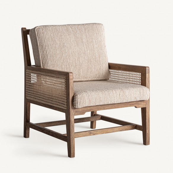 Fauteuil RAVELIA en bois de manguier combiné avec osier