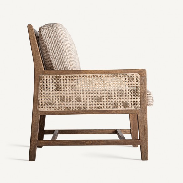Fauteuil RAVELIA en bois de manguier combiné avec osier