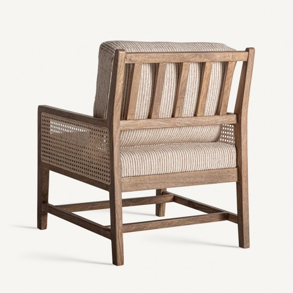 Fauteuil RAVELIA en bois de manguier combiné avec osier