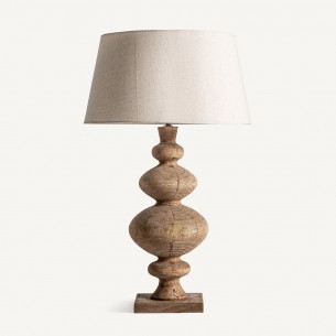 Lampe de salon OVALIA en bois de manguier et coton