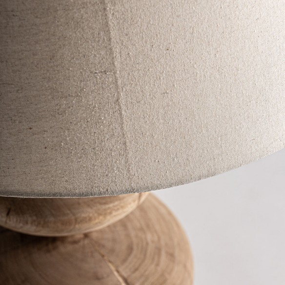 Lampe de salon OVALIA en bois de manguier et coton