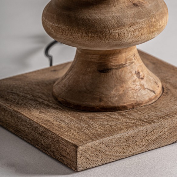 Lampe de salon OVALIA en bois de manguier et coton