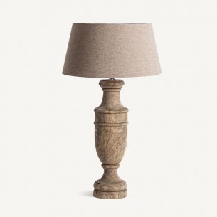 Lampe de salon OBUNA en bois de manguier et coton
